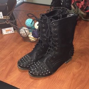 Black spike military boots